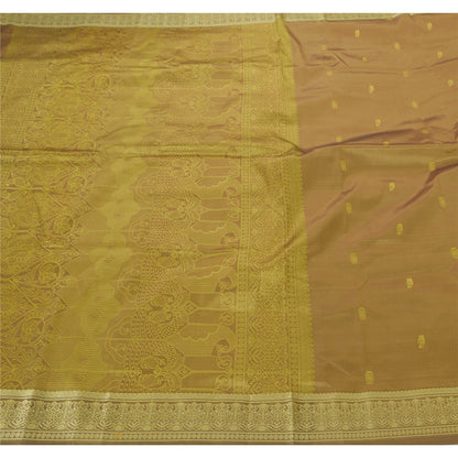Sanskriti Vintage Green Sarees Art Silk Woven Premium Soft Fabric 5Yd Craft Sari