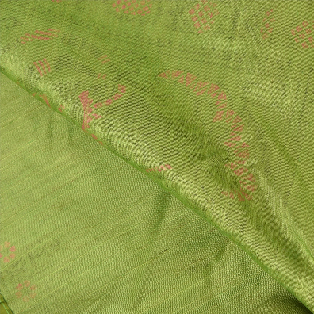 Sanskriti Vintage Green Sarees Art Silk Woven Printed Ethnic Sari Craft Fabric