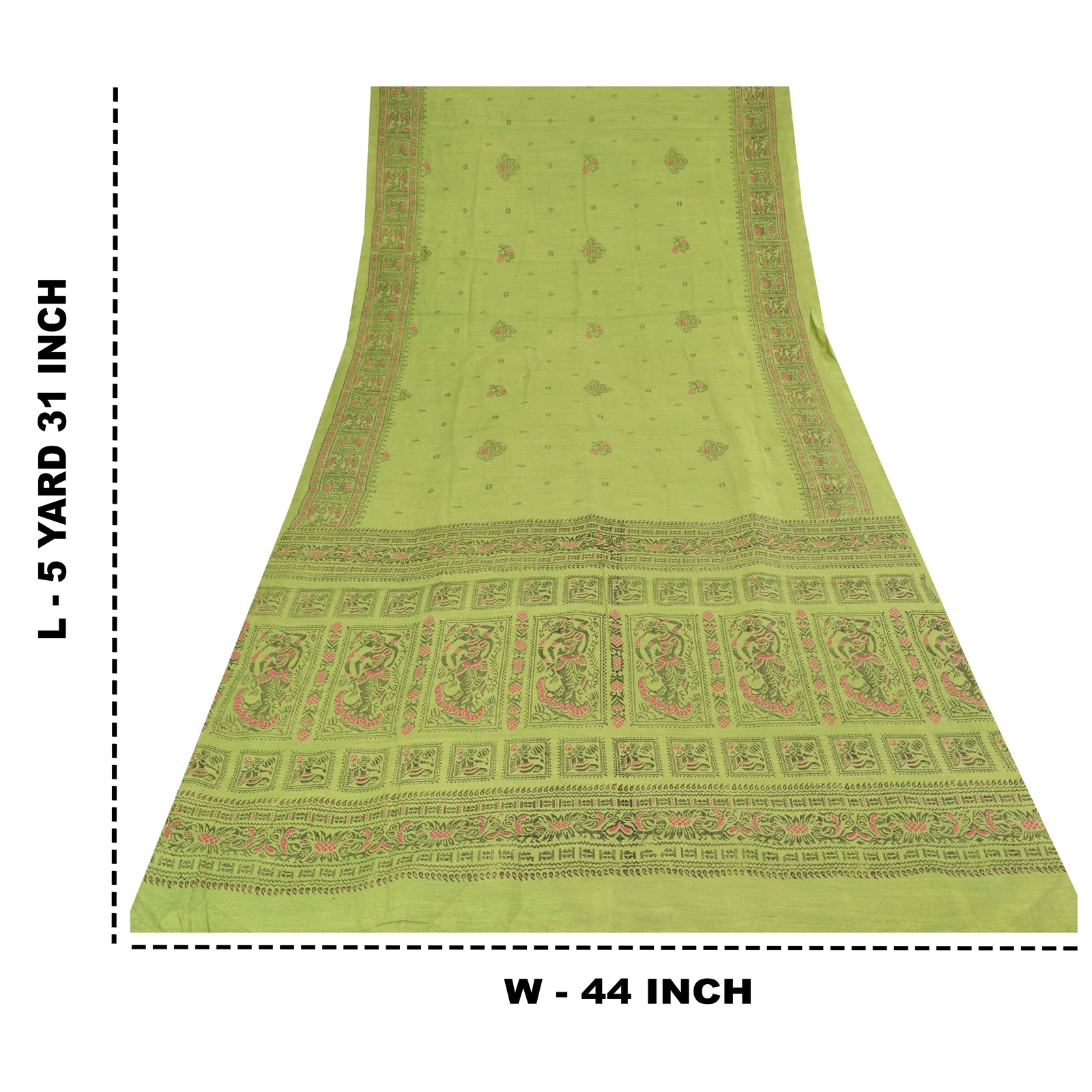 Sanskriti Vintage Green Sarees Art Silk Woven Printed Ethnic Sari Craft Fabric