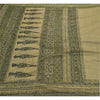 Sanskriti Vintage Sarees Net Mesh Hand Beaded Green Craft Fabric 5 Yd Sari
