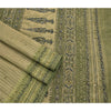 Sanskriti Vintage Sarees Net Mesh Hand Beaded Green Craft Fabric 5 Yd Sari