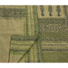 Sanskriti Vintage Sarees Net Mesh Hand Beaded Green Craft Fabric 5 Yd Sari