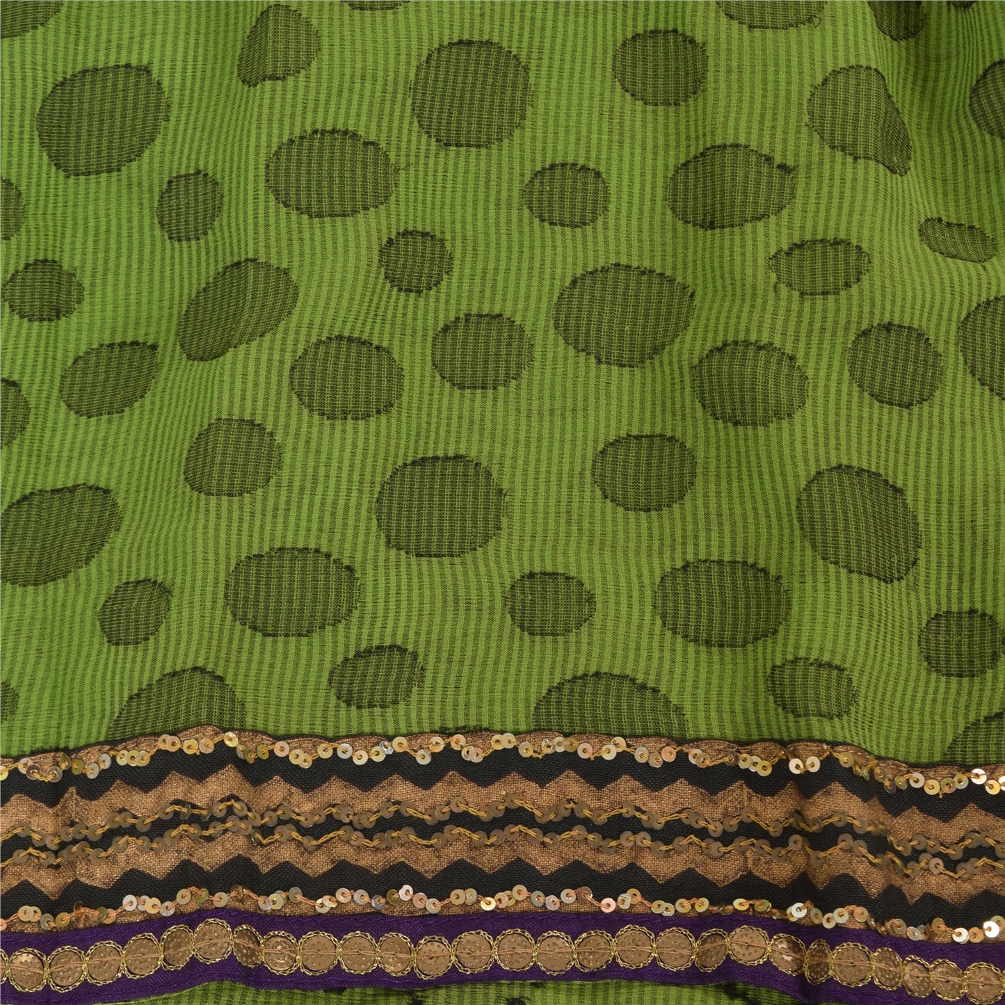 Sanskriti Vintage Sarees Pure Georgette/Net Hand Beaded Woven Craft Fabric Sari
