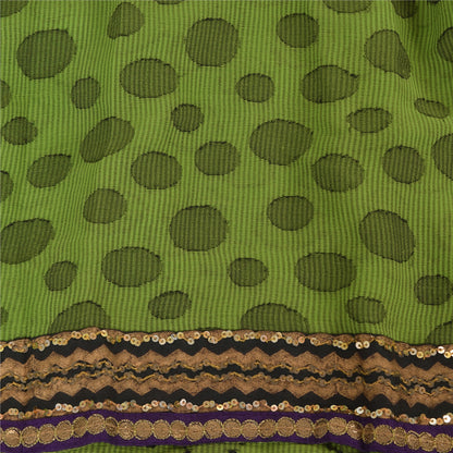 Sanskriti Vintage Sarees Pure Georgette/Net Hand Beaded Woven Craft Fabric Sari