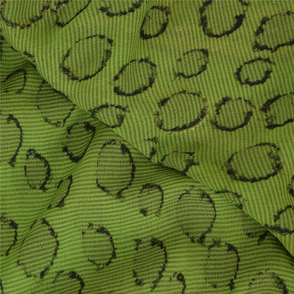 Sanskriti Vintage Sarees Pure Georgette/Net Hand Beaded Woven Craft Fabric Sari