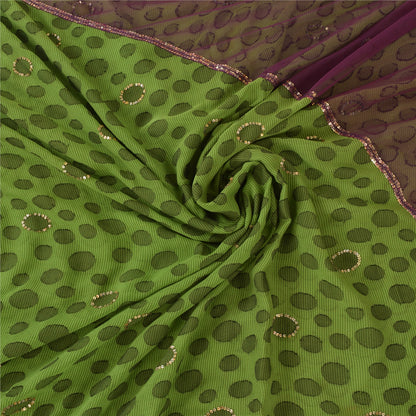 Sanskriti Vintage Sarees Pure Georgette/Net Hand Beaded Woven Craft Fabric Sari