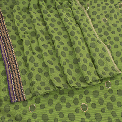 Sanskriti Vintage Sarees Pure Georgette/Net Hand Beaded Woven Craft Fabric Sari
