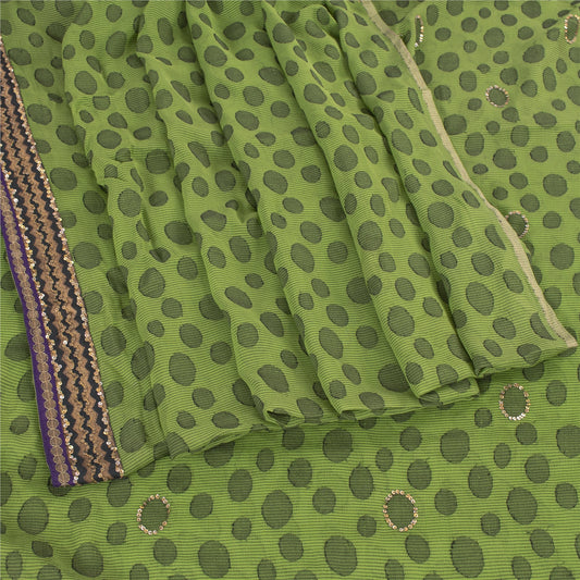 Sanskriti Vintage Sarees Pure Georgette/Net Hand Beaded Woven Craft Fabric Sari