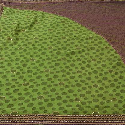 Sanskriti Vintage Sarees Pure Georgette/Net Hand Beaded Woven Craft Fabric Sari