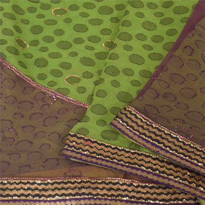 Sanskriti Vintage Sarees Pure Georgette/Net Hand Beaded Woven Craft Fabric Sari