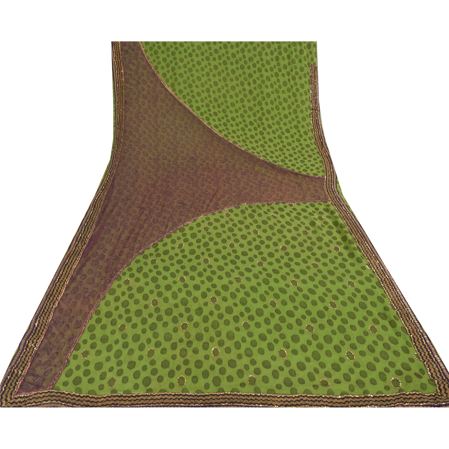 Sanskriti Vintage Sarees Pure Georgette/Net Hand Beaded Woven Craft Fabric Sari