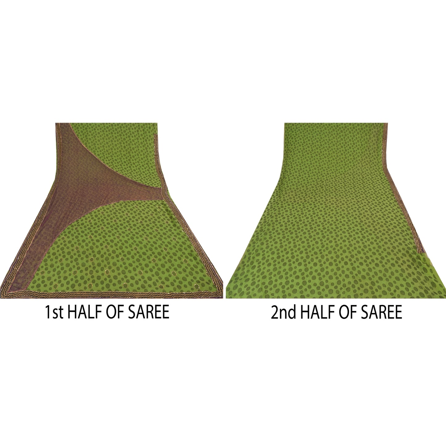 Sanskriti Vintage Sarees Pure Georgette/Net Hand Beaded Woven Craft Fabric Sari