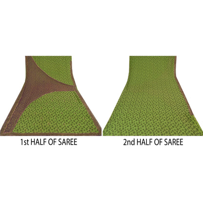 Sanskriti Vintage Sarees Pure Georgette/Net Hand Beaded Woven Craft Fabric Sari