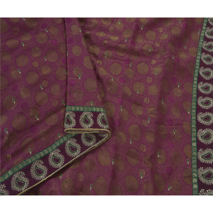 Sanskriti Vintage Purple Sarees Art Silk Hand Beaded Woven Premium Fabric Sari