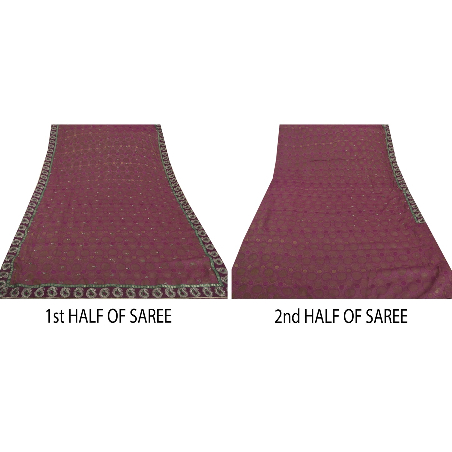 Sanskriti Vintage Purple Sarees Art Silk Hand Beaded Woven Premium Fabric Sari