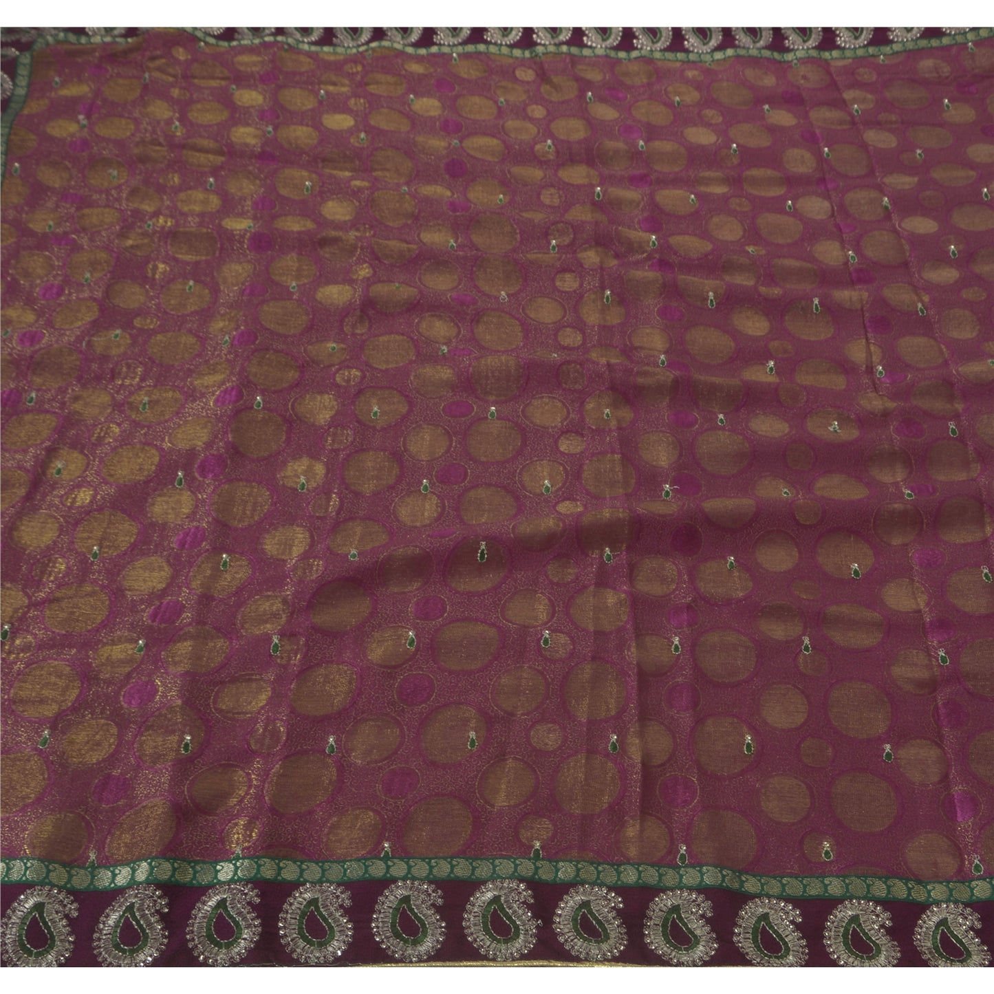 Sanskriti Vintage Purple Sarees Art Silk Hand Beaded Woven Premium Fabric Sari