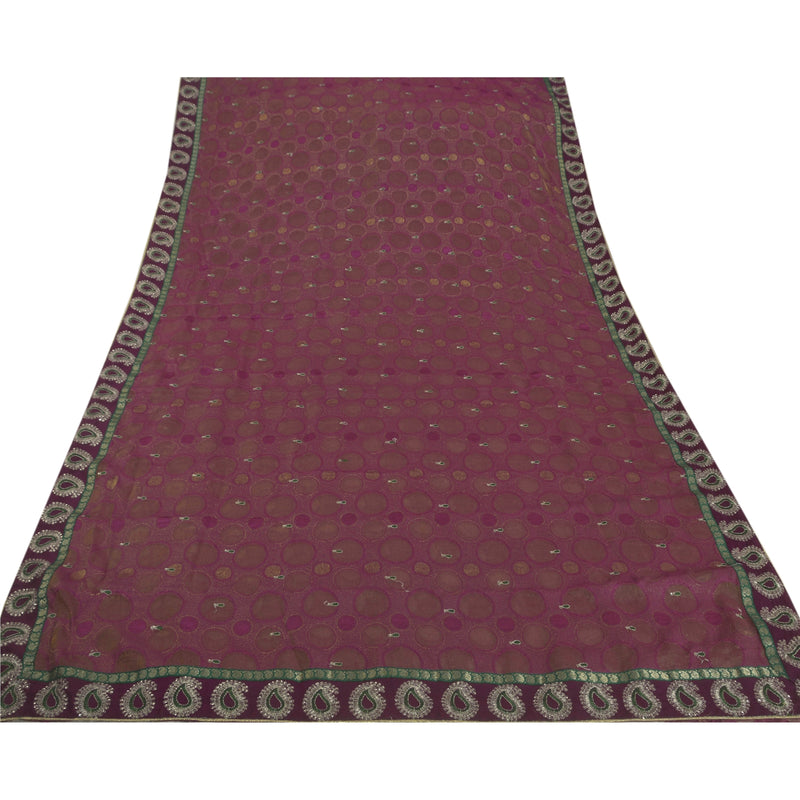 Sanskriti Vintage Purple Sarees Art Silk Hand Beaded Woven Premium Fabric Sari