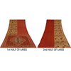 Sanskriti Vintage Orange & Cream Sarees Crepe Silk Hand Embroidered Kantha Sari