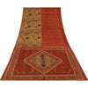 Sanskriti Vintage Orange & Cream Sarees Crepe Silk Hand Embroidered Kantha Sari