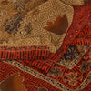 Sanskriti Vintage Orange & Cream Sarees Crepe Silk Hand Embroidered Kantha Sari