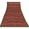 Sanskriti Vintage Dark Red Sarees Art Silk & Net Hand Beaded Premium Sari Fabric
