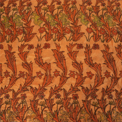 Sanskriti Vintage Orange Sarees Art Silk Hand Beaded Premium Craft Fabric Sari