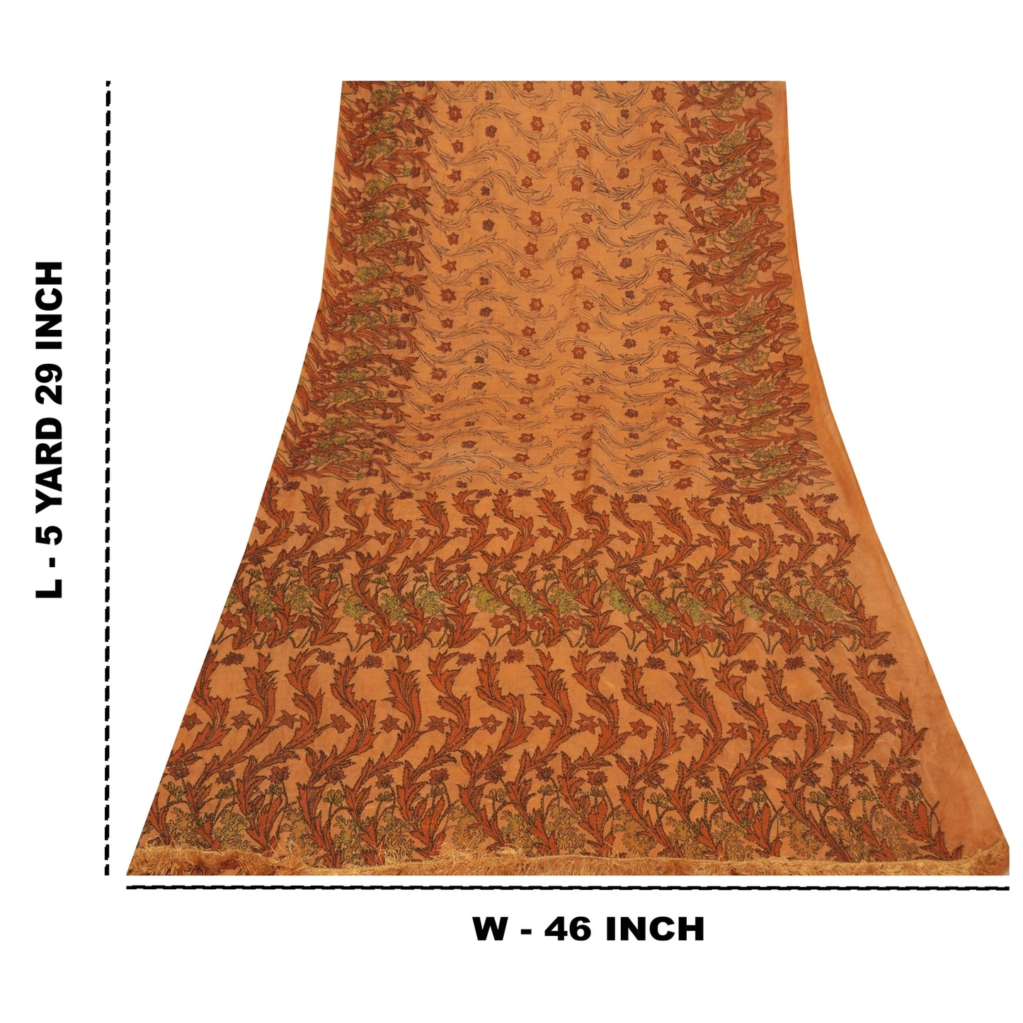 Sanskriti Vintage Orange Sarees Art Silk Hand Beaded Premium Craft Fabric Sari