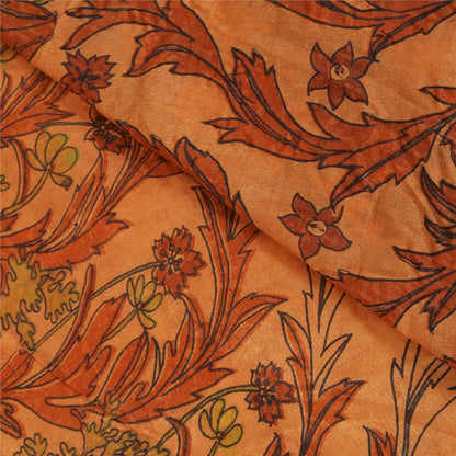 Sanskriti Vintage Orange Sarees Art Silk Hand Beaded Premium Craft Fabric Sari