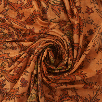 Sanskriti Vintage Orange Sarees Art Silk Hand Beaded Premium Craft Fabric Sari