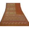 Vintage Cream Saree Art Silk Hand Embroidered Kantha Craft 5 Yd Fabric Sari
