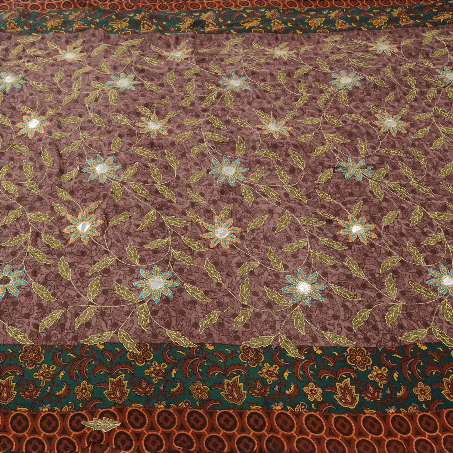 Sanskriti Vintage Purple Sarees Georgette Embroidered Printed Fabric Craft Sari