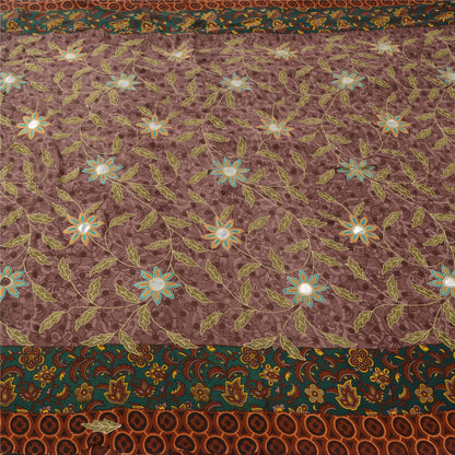Sanskriti Vintage Purple Sarees Georgette Embroidered Printed Fabric Craft Sari