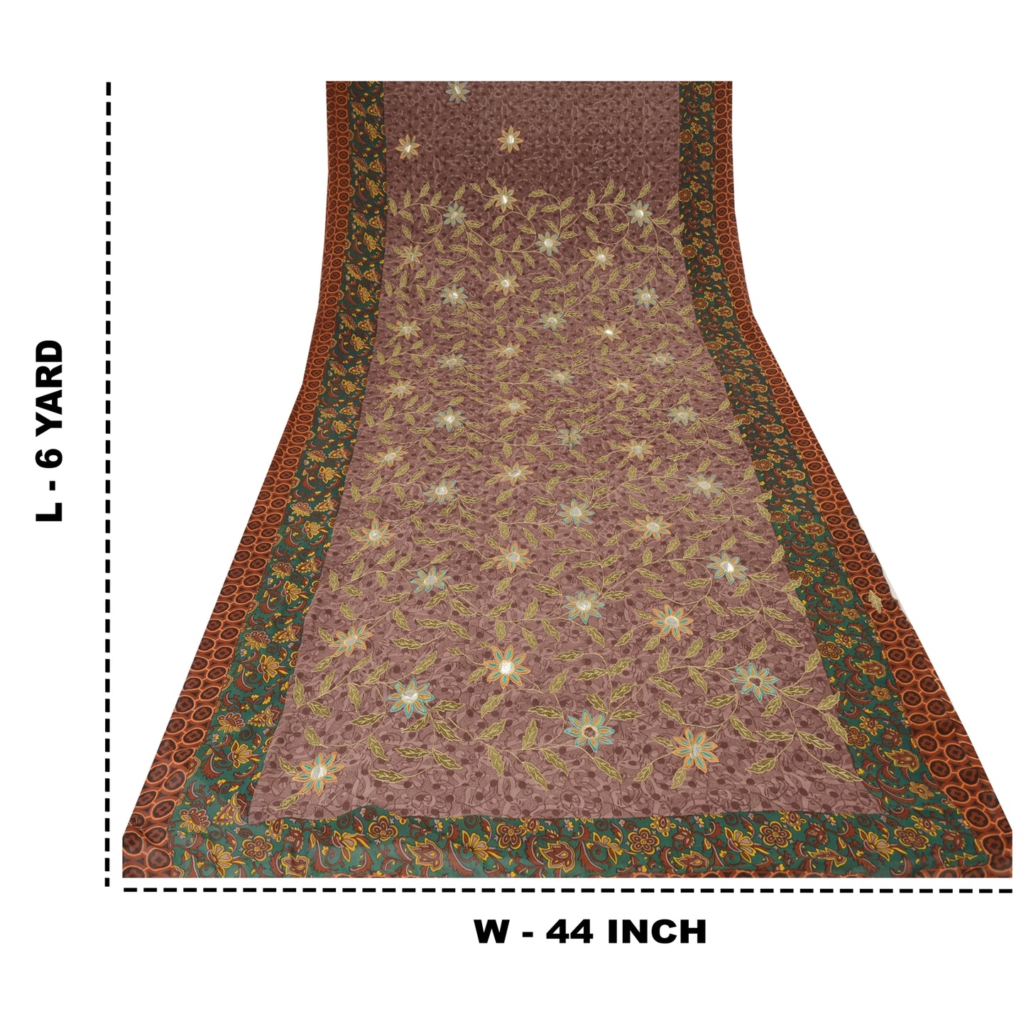 Sanskriti Vintage Purple Sarees Georgette Embroidered Printed Fabric Craft Sari