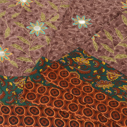 Sanskriti Vintage Purple Sarees Georgette Embroidered Printed Fabric Craft Sari