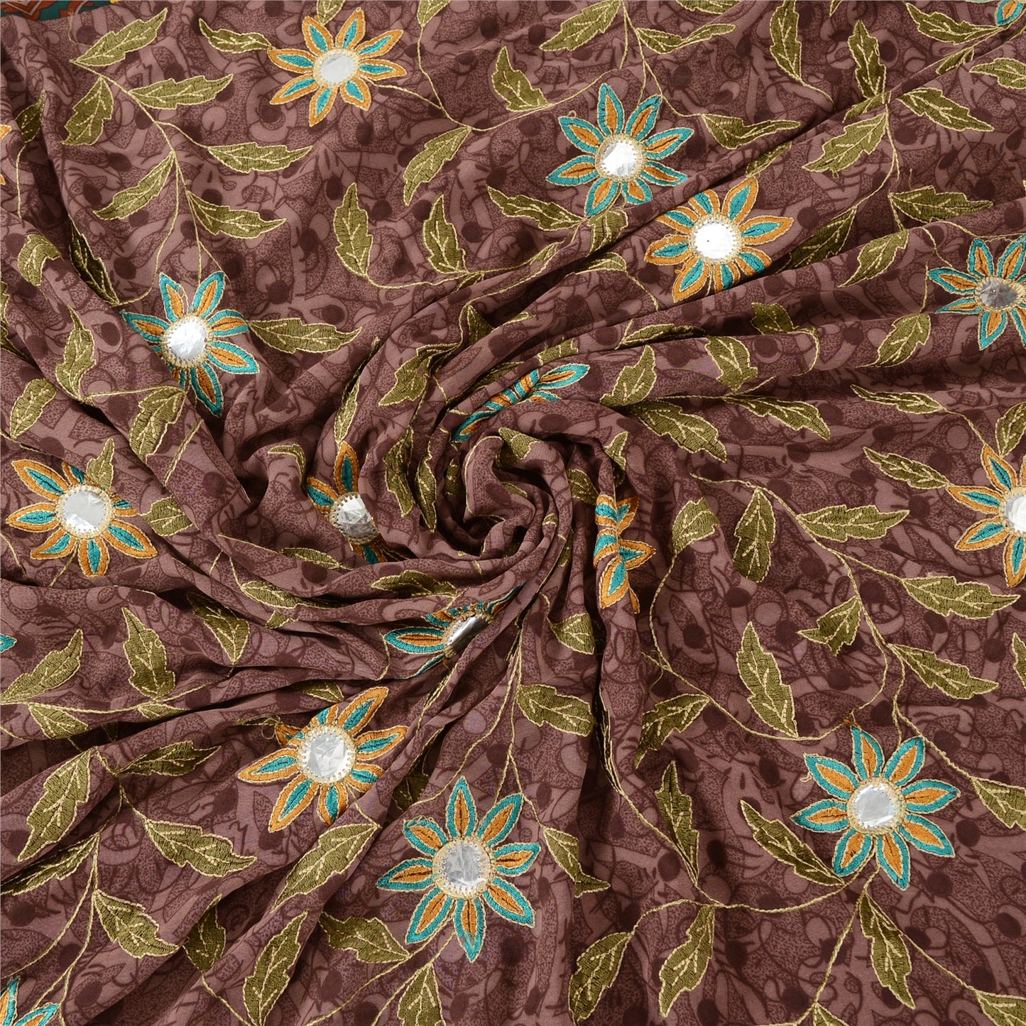 Sanskriti Vintage Purple Sarees Georgette Embroidered Printed Fabric Craft Sari