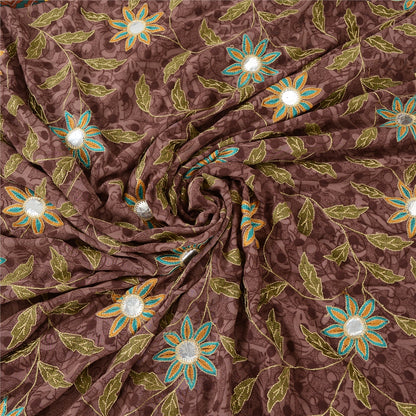 Sanskriti Vintage Purple Sarees Georgette Embroidered Printed Fabric Craft Sari