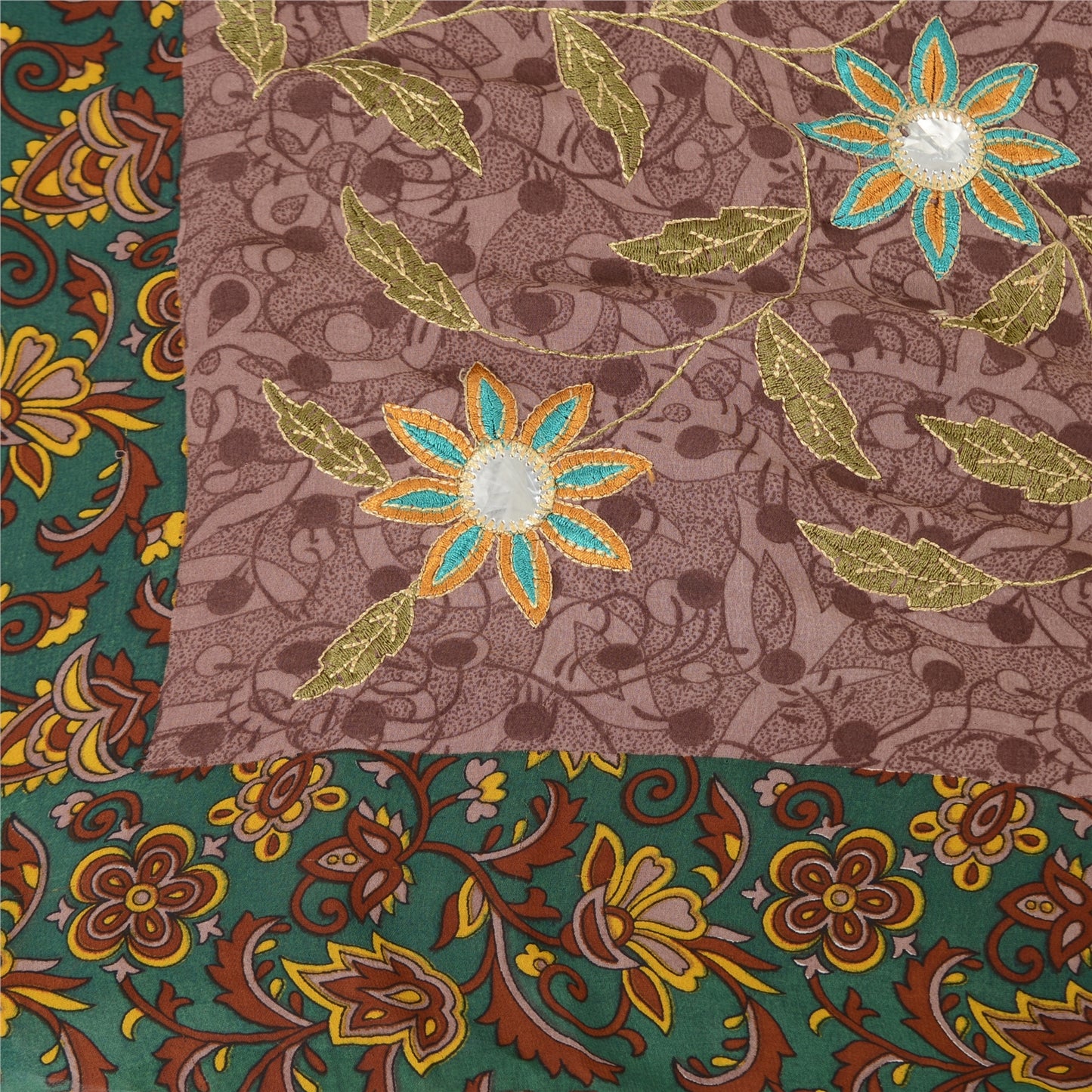 Sanskriti Vintage Purple Sarees Georgette Embroidered Printed Fabric Craft Sari