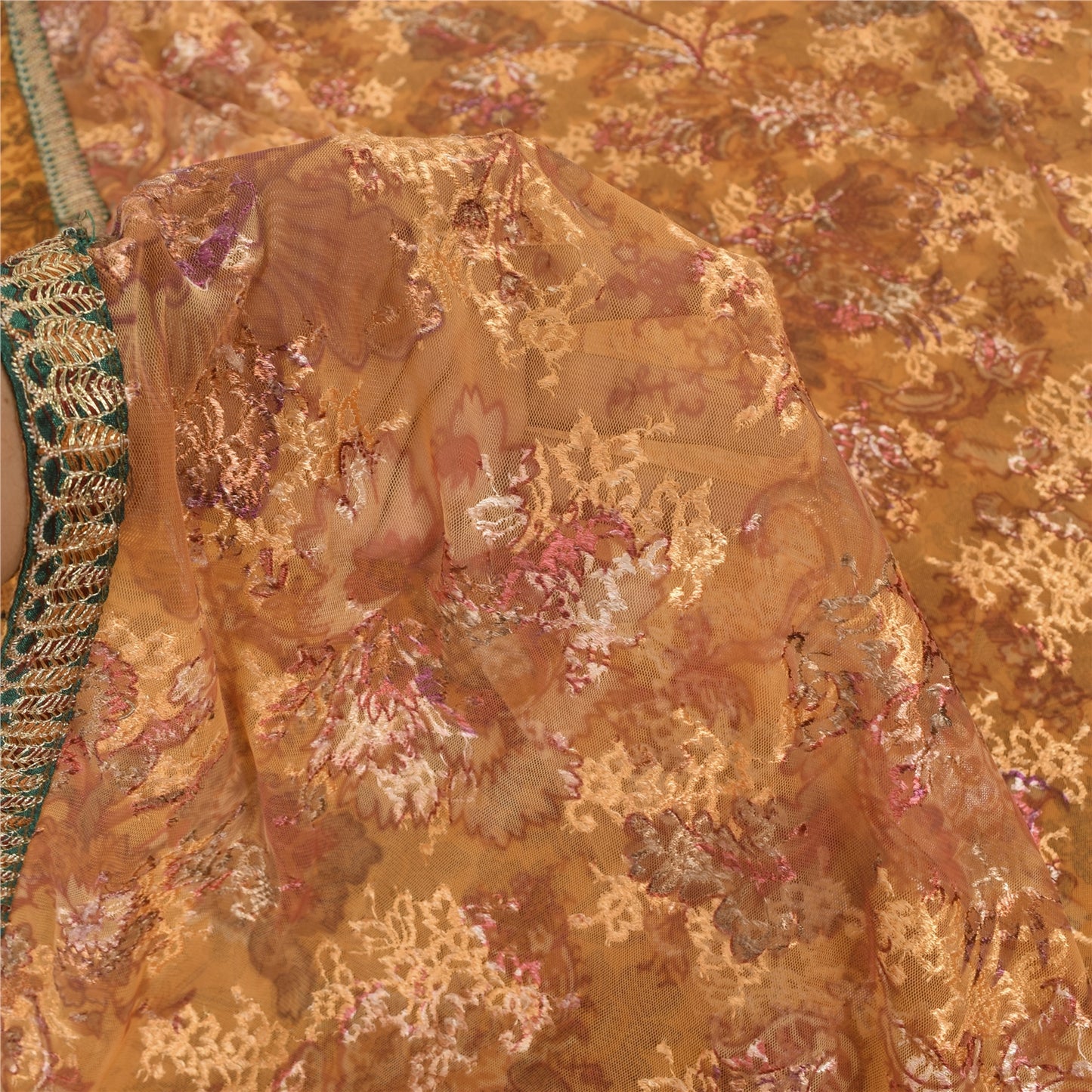 Sanskriti Vintage Mustard Sarees Pure Georgette Embroidered Premium Sari Fabric