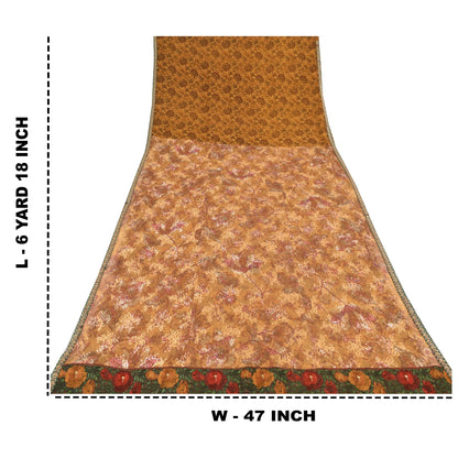 Sanskriti Vintage Mustard Sarees Pure Georgette Embroidered Premium Sari Fabric