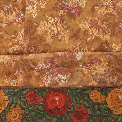 Sanskriti Vintage Mustard Sarees Pure Georgette Embroidered Premium Sari Fabric