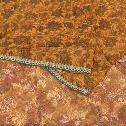 Sanskriti Vintage Mustard Sarees Pure Georgette Embroidered Premium Sari Fabric