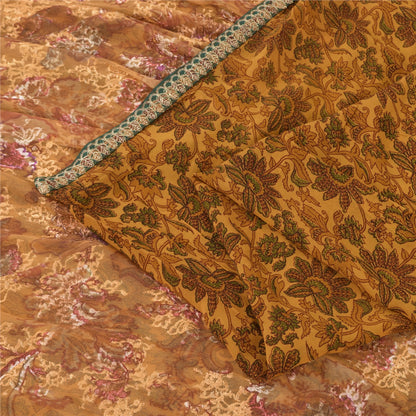Sanskriti Vintage Mustard Sarees Pure Georgette Embroidered Premium Sari Fabric