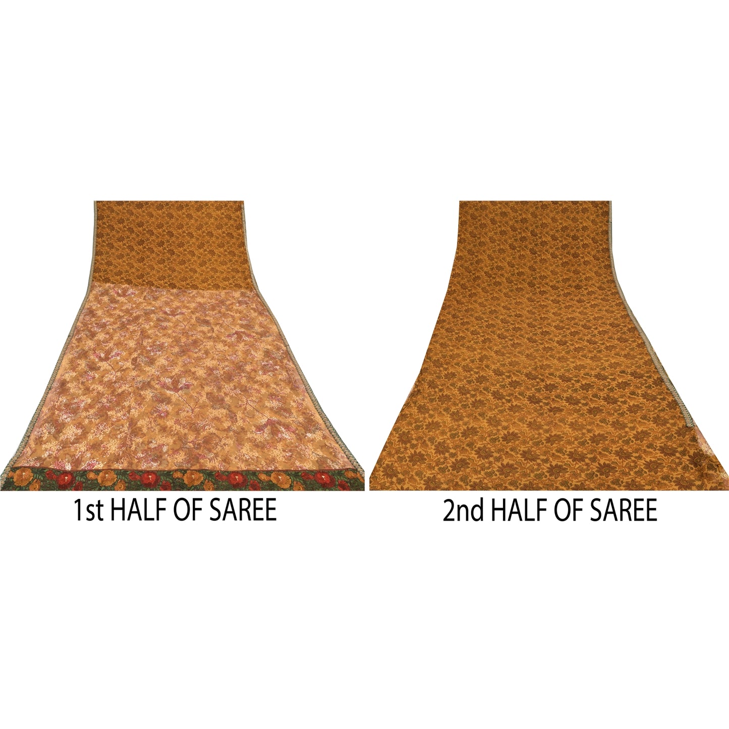 Sanskriti Vintage Mustard Sarees Pure Georgette Embroidered Premium Sari Fabric