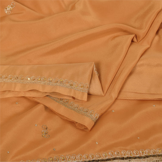 Sanskriti Vintage Peach Sarees Art Silk Hand Beaded Zardozi Sari 5+yCraft Fabric