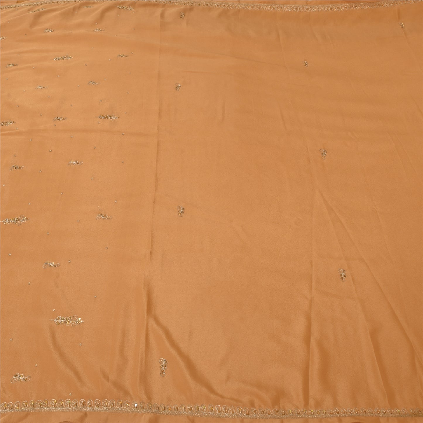 Sanskriti Vintage Peach Sarees Art Silk Hand Beaded Zardozi Sari 5+yCraft Fabric