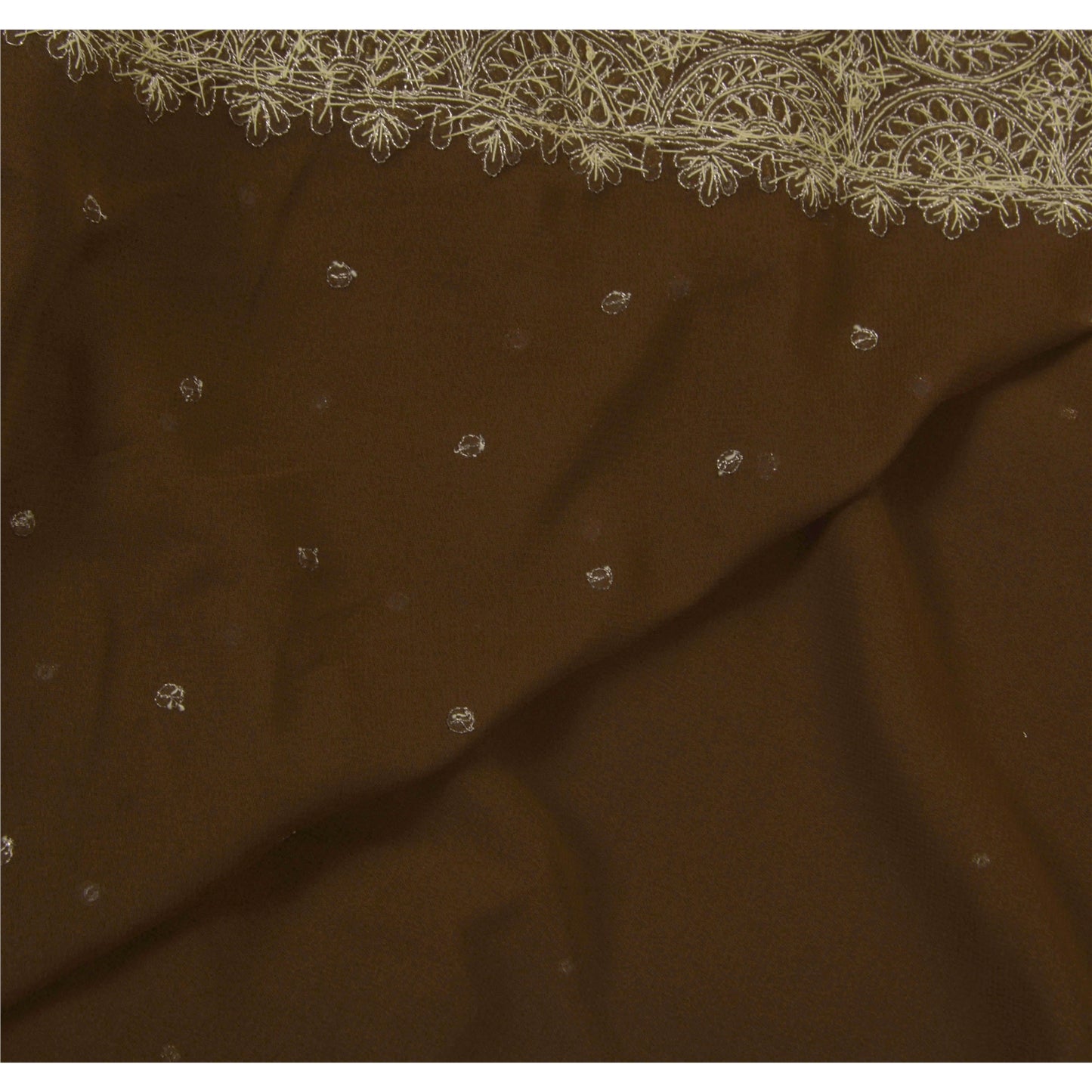 Sanskriti Vintage Green Sarees Georgette Hand Beaded Sari Craft Fabric Craft