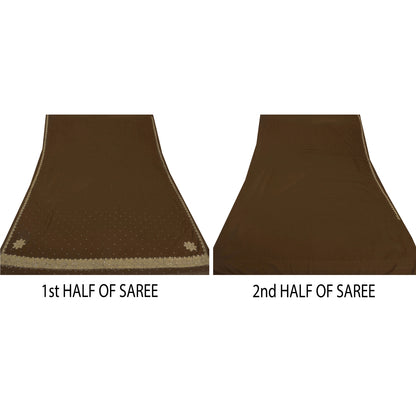 Sanskriti Vintage Green Sarees Georgette Hand Beaded Sari Craft Fabric Craft