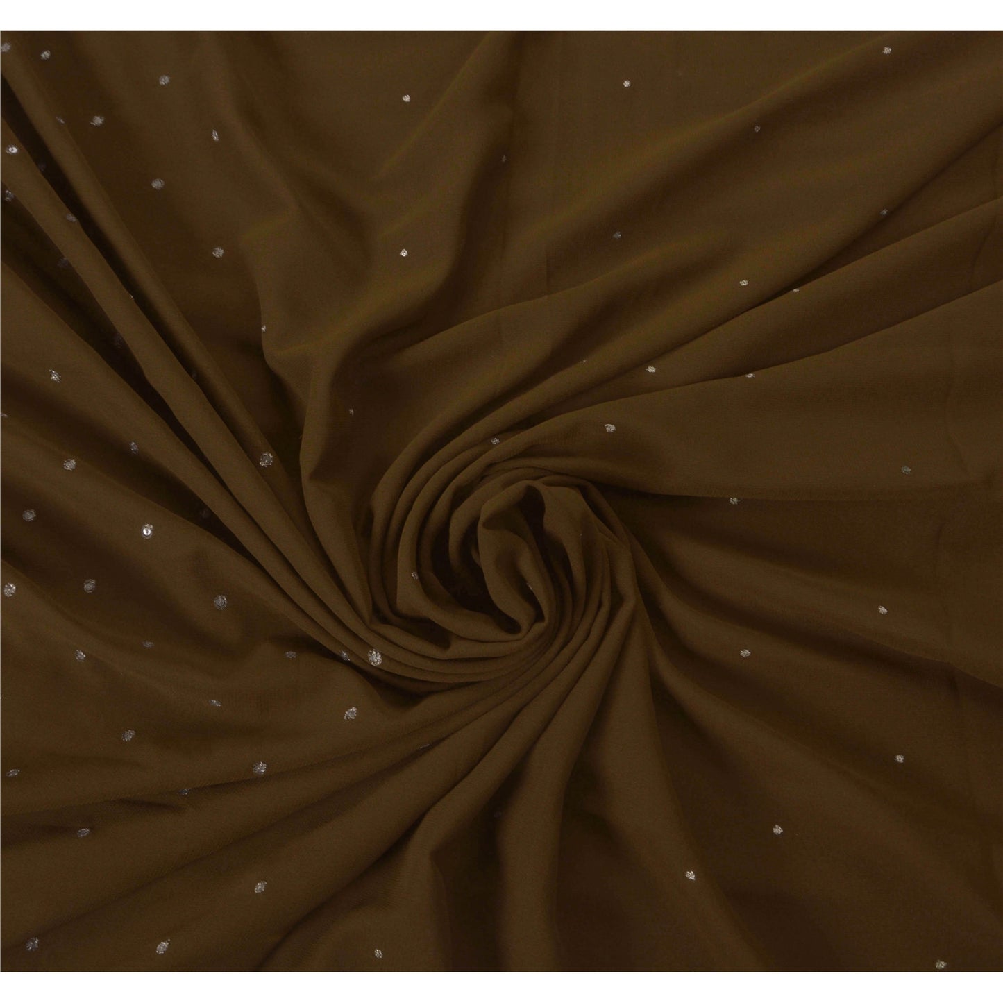 Sanskriti Vintage Green Sarees Georgette Hand Beaded Sari Craft Fabric Craft