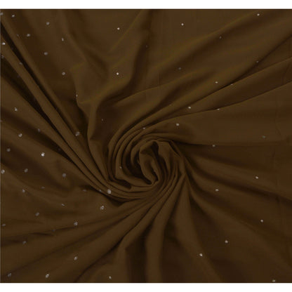 Sanskriti Vintage Green Sarees Georgette Hand Beaded Sari Craft Fabric Craft