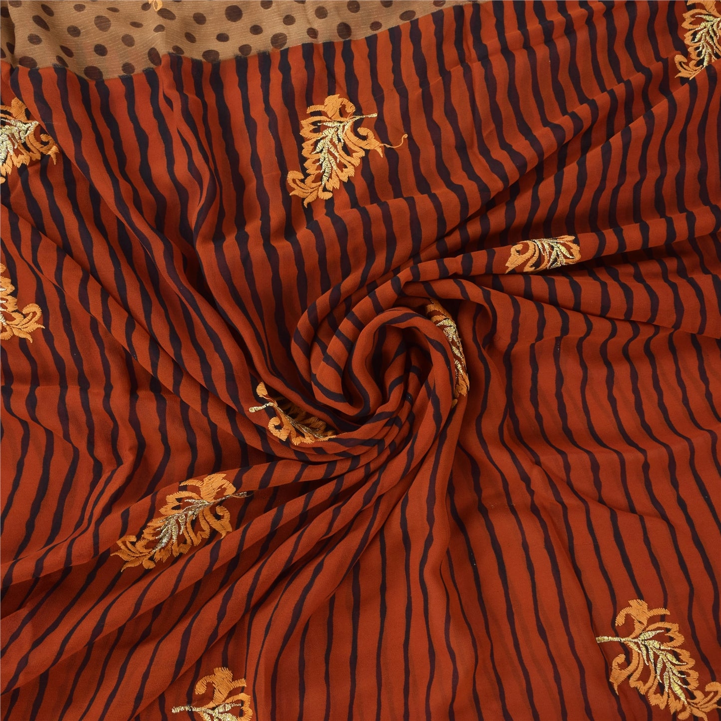 Sanskriti Vintage Red/Brown Sarees Georgette Embroidered Premium Sari 5yd Fabric